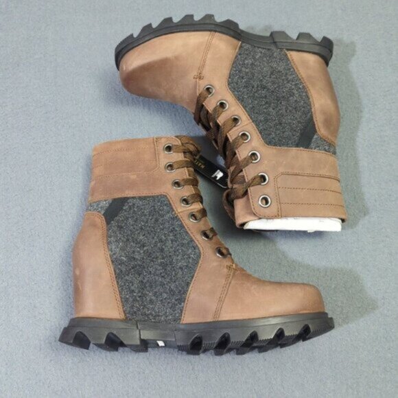 Sorel Booties Women's 7 Tabacco Black Joan of Arctic Wedge III Lexie NWT - Picture 3 of 13